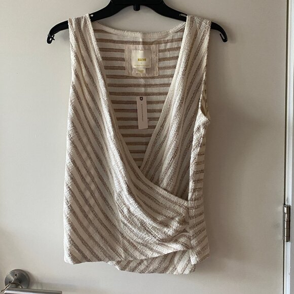 NWT Anthropologie Maeve Striped Sleeveless "Wrap" Top Size Medium - Picture 1 of 4